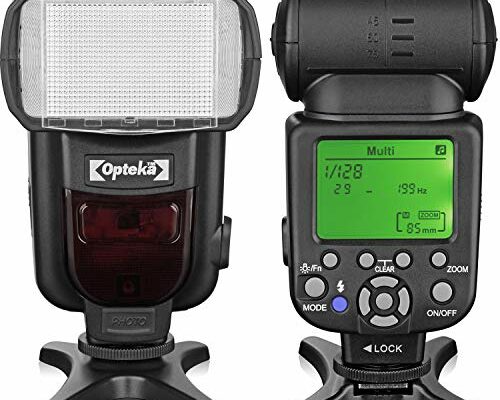 Opteka IF-980 i-TTL Dedicated Auto-Focus Speedlight Flash with LCD Display for Nikon Z50, Z7, Z6, D6, D5, D4, D850, D810, D780, D750, D610, D500, D7500, D7200, D5600, D5500, D5300, D3500, D3400, D3300