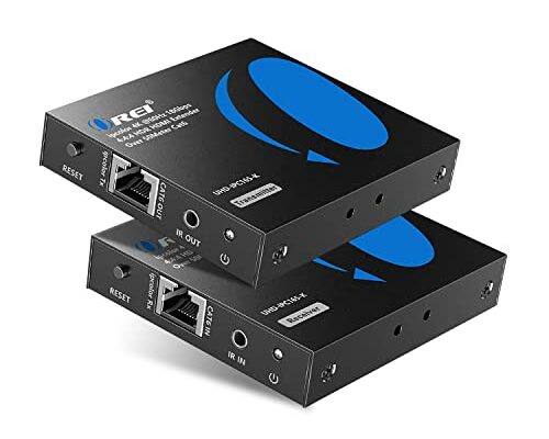 OREI 4K HDMI Extender Balun UltraHD 4K @ 60Hz 4:4:4 Over Single CAT6/7 Cable with HDR & IR Control-Ethernet Cable Up to 165 ft- Loop Out (UHD-IPC165-K)