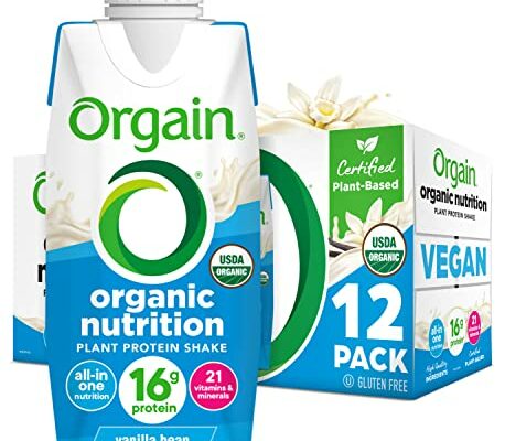 Orgain Organic Nutritional Vegan Protein Shake, Vanilla Bean - 16g Plant Based Protein, Meal Replacement, 21 Vitamins & Minerals, Fruits & Vegetables, Gluten Free, Non-GMO, 11 Fl Oz (Pack of 12)