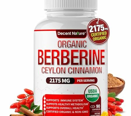 Organic Berberine with Ceylon Cinnamon 2175mg - Premium berberine supplement high purity extract USDA Organic, support immune system, Berberine Plus Complex, Non-GMO Vegan for Men Women 90 Capsules