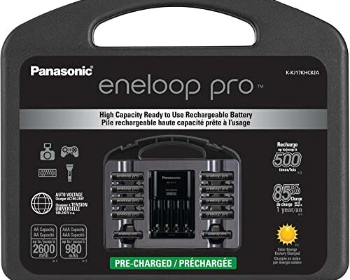 Panasonic K-KJ17KHC82A eneloop pro High Capacity Power Pack, 8AA, 2AAA, with Advanced Individual Battery Charger and Plastic Storage Case