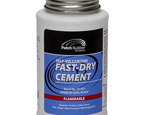 Patch Rubber Company 16451 Fast-Dry Self-Vulcanizing Cement, for Dual or Heat Cure Patches, Patch Plugs, Plug Stems, Bow Tie Inserts, Repair Inserts, Balance Pads on Radial or Bias Tires (8 Ounces)