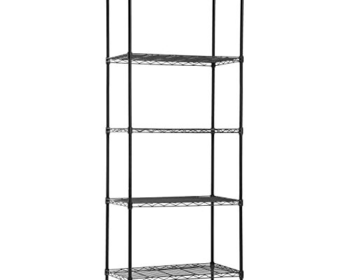 PayLessHere 14" D×24" W×60" H Wire Shelving Unit Metal Commercial Shelf with 5 Tier Layer Rack Strong Steel for Restaurant Garage Pantry Kitchen Garage，Black