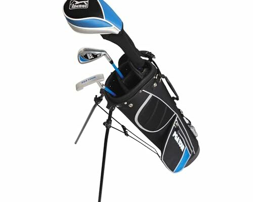 PGA Tour G1 Series Kids Blue Golf Club Set with 3 Clubs, Stand Golf Bag & 6 Total Pcs | Golf Clubs and Sets for Heights 4'8" - 5'2" | Complete Golf Club Sets | Young Men & Women Golf Clubs Ages 8-12