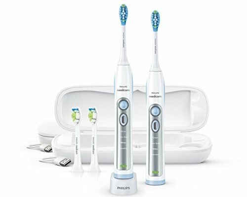 Philips Sonicare FlexCare Whitening Edition Rechargeable Toothbrush Premium 2-Pack Bundle HX6964/77 (2 FlexCare Handles, 2 DiamondClean & 2 Plaque Control Brush Heads, 2 USB Charging Travel Cases)