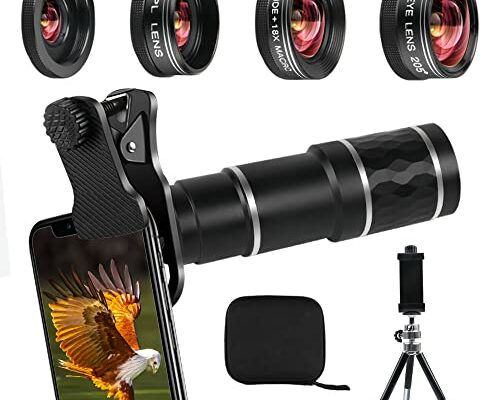 Phone Camera Lens Kit for iPhone, Android, 20X Telephoto Zoom Lens, Phone Wide Angle & Macro Lens, Fisheye, CPL Lenses Compatible with iPhone 12 11 X Xs XR 8 7 6 Plus Samsung and Other Smartphone