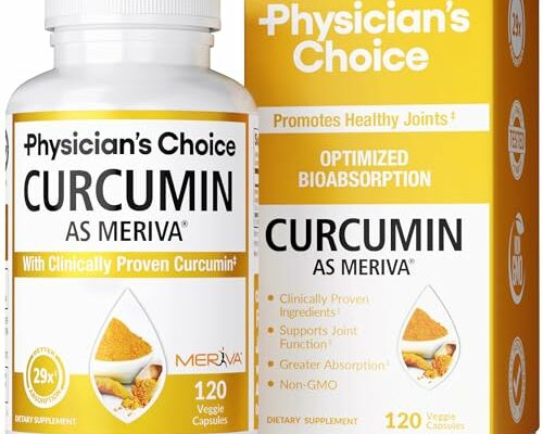 Physician's CHOICE Curcumin Meriva 500 - Clinically Studied - Better Absorption Than Ordinary Turmeric Curcumin Supplements - Scientifically Researched Joint Support - 120 Capsules