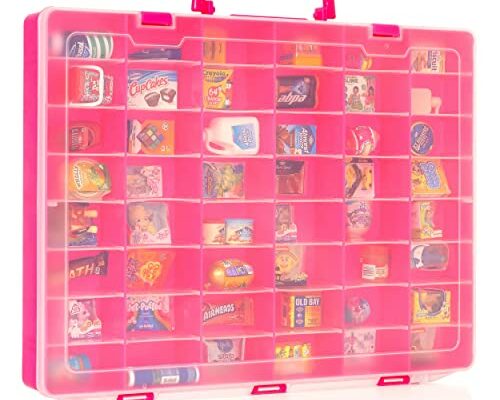 Plastic Toy Storage Case Compatible with Mini Brands Collector Toys, Shopkins, Real Littles, and LOL Surprise Series 1, 2, 3, 4, Collectible Compartments for Miniatures, create masterchef (Pink)