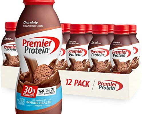 Premier Protein Shake, Chocolate, 30g Protein 1g Sugar 24 Vitamins Minerals Nutrients to Support Immune Health, 11.5 fl oz (Pack of 12)