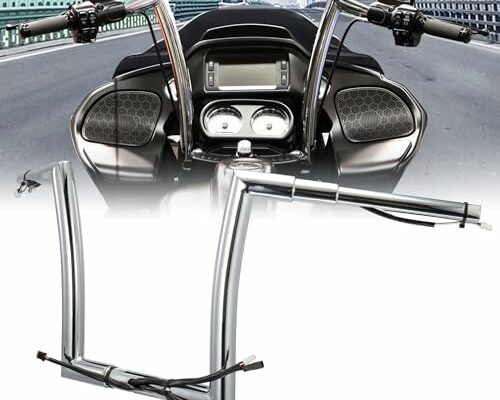 Prewired 12" Rise Pre-wired Ape Hangers Road Glide Handlebars with CAN-Bus/TBW/Heated Grips Wire Harness 1.5" Fat Flat Elbow for 2016-up Harley Road Glide/Road Glide Special/Road Glide Ultra, Chrome