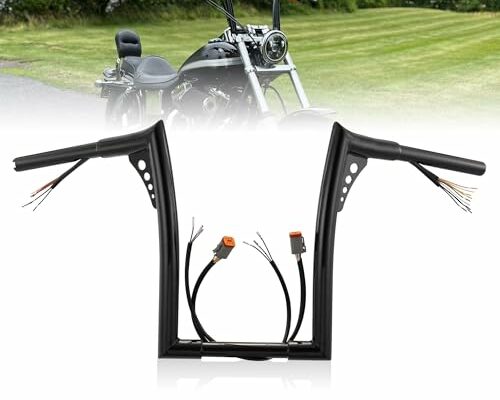 Prewired 12" Rise Pre-wired Ape Hangers Softail Handlebars with CAN-Bus/Turn Signal Wire Harness 1 1/4" Wing Meathook Bar for 1996-2006 Harley Softail/Dyna/Sportster/Road King, Black