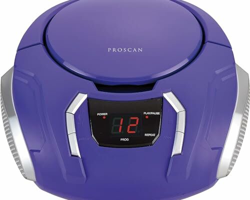 Proscan Elite Portable CD Boombox with AM/FM Radio, Auxiliary - Purple