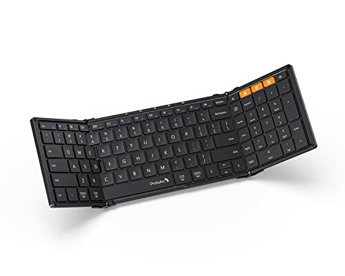 ProtoArc Foldable Bluetooth Keyboard, XK01 Folding Wireless Portable Keyboard with Numeric Keypad, Full-Size Travel Keyboard for Windows iOS Android Tablet Smartphone Laptop PC, Black