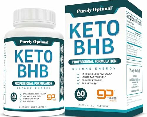 Purely Optimal Keto BHB Exogenous Ketones Supplement - Keto Diet Pills for Ketosis, Energy, Focus, Metabolism - for Women and Men, Gluten-Free, 60 Capsules