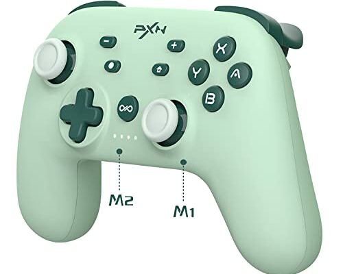 PXN P50L Wireless Switch Controller, Switch Pro Controller with Macro Buttons, Wake-Up, 6-Axis Gyrosko, Vibration, Turbo, Gaming Controller for Switch, Switch Lite|OLED(Steam) - Green