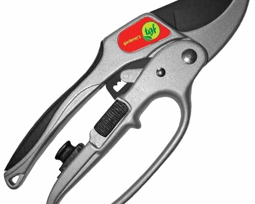 Ratchet Pruning Shears Gardening Tool – Anvil Pruner Garden Shears with Assisted Action – Ratchet Pruners for Gardening with Heavy Duty, Nonstick Steel Blade – Garden Tools by The Gardener's Friend