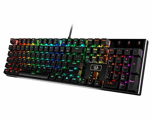 Redragon K556 RGB LED Backlit Wired Mechanical Gaming Keyboard, 104 Keys Hot-Swap Mechanical Keyboard w/Aluminum Base, Upgraded Socket and Noise Absorbing Foams, Soft Tactile Brown Switch