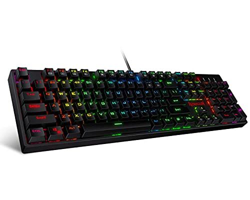 Redragon K582 SURARA RGB LED Backlit Mechanical Gaming Keyboard with 104 Keys-Linear and Quiet-Red Switches