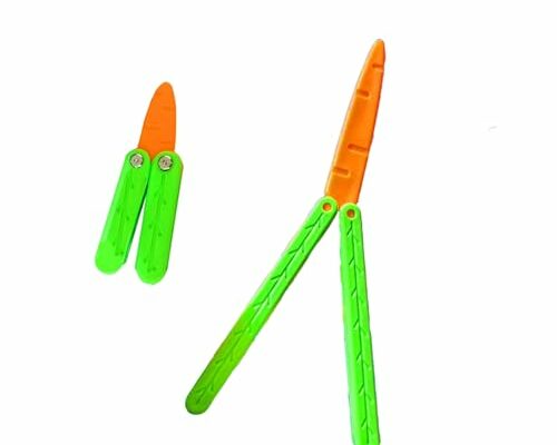 RMISODO 2 Pcs Carrot Butterfly Fidget Knife Toy, Colorful and Novel Shape, Made with 3D Printing Technology, Sturdy and Durable, Perfect Stress Relief Toy, 1 Big 1 Small