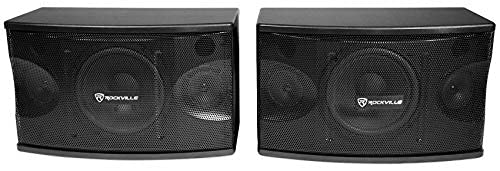 Rockville Pair 8" 3-Way 800 Watt Karaoke/Pro Speakers+Wall Brackets/MDF (KPS80), Black