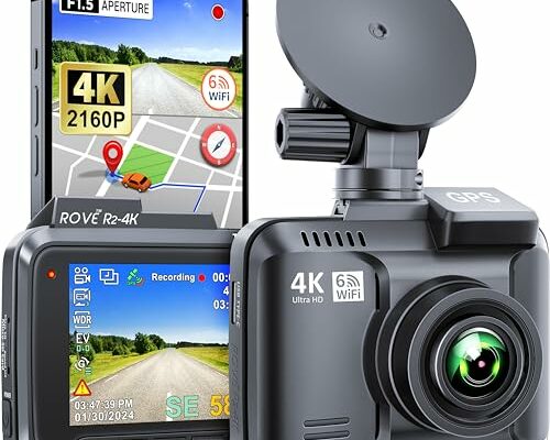 ROVE R2-4K Dash Cam Built-in WiFi GPS Car Dashboard Camera Recorder with UHD 2160P, 2.4" IPS Screen, 150° Wide Angle, WDR, Night Vision