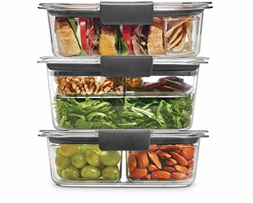 Rubbermaid Brilliance BPA-Free 3 Set Food Storage Containers with Lids, Removable Trays, Airtight, Leak-Proof, Ideal for Meal Prep, Lunch, and Leftovers