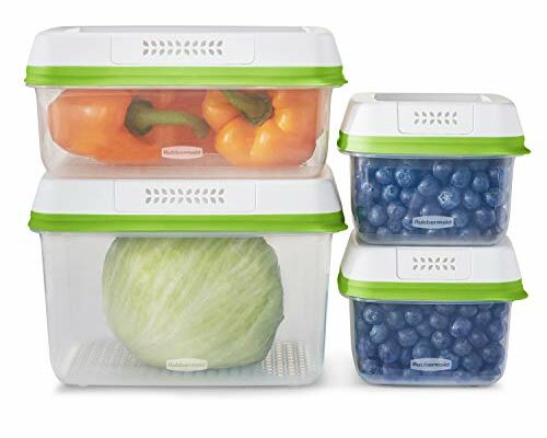 Rubbermaid FreshWorks Produce Saver, Medium and Large Storage Containers, 8-Piece Set, Set of 4, Med & Lg, Clear