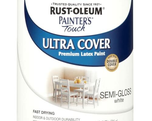 Rust-Oleum 1993502 Painter's Touch Brush Multi-Purpose Enamel Paint, 1 Quarts (Pack of 1), Semi-Gloss White, 32 Fl Oz