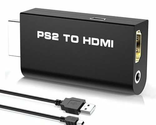 sartyee NEW PS2 to HDMI Converter Adapter, Video Converter with 3.5mm Audio Output for HDTV HDMI Monitor, with USB Power Cable, Supports All PS2 Display Modes