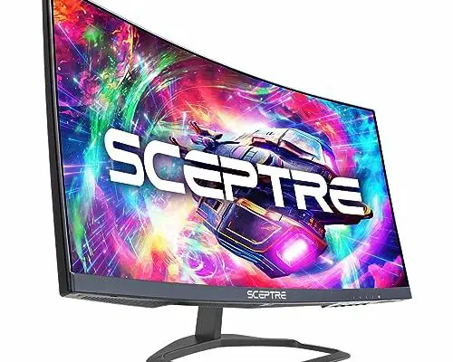 Sceptre Curved 24.5-inch Gaming Monitor up to 240Hz 1080p R1500 1ms DisplayPort x2 HDMI x2 Blue Light Shift Build-in Speakers, Machine Black 2023 (C255B-FWT240)