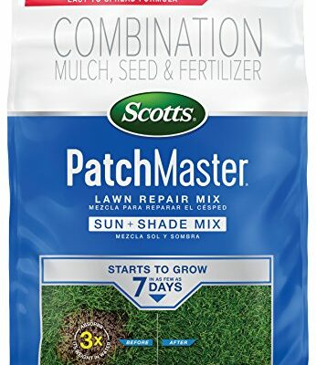 Scotts PatchMaster Lawn Repair Mix Sun + Shade Mix, Combination Grass Seed, Fertilizer, and Mulch, 4.75 lbs.