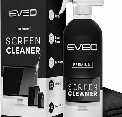 Screen Cleaner Spray (16oz) - Large Screen Cleaner Bottle - TV Screen Cleaner, Computer Screen Cleaner, for Laptop, Phone, Ipad - Computer Cleaning kit Electronic Cleaner - Microfiber Cloth Wipes