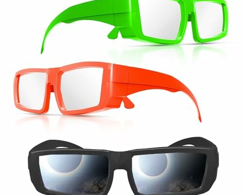 SEIC Solar Eclipse Glasses In Durable Plastic Frame - ISO & CE Certified Safe Shades for Eclipse Viewing Solar Glasses Eclipse Approved 2024 (3 Pack Adult)