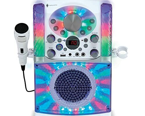 Singing Machine SML625BTWD Karaoke Machine, Portable Bluetooth CD+G Karaoke System, White