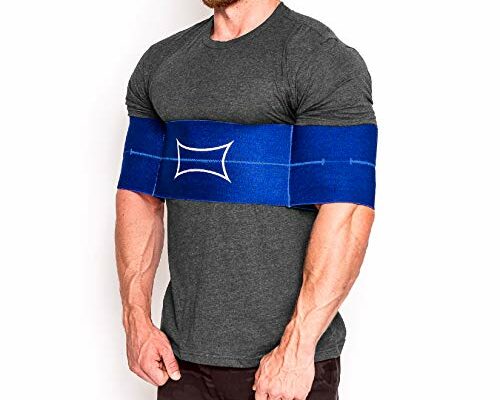 Sling Shot Mark Bell Reactive Exercise Assistance Workout Band for Men and Women to Assist with Bench Press, Dips, and Push Ups – (Level 2 Tension, Blue, X-Large)