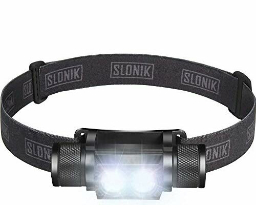 SLONIK Headlamp Rechargeable - 1000 Lumen LED USB Rechargeable Headlight - IPX8 Waterproof Head Lamp with Bright 60 ft Flashlight Beam - Hiking & Outdoor Camping Gear, Black