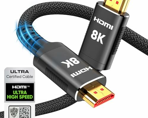 Snowkids 8K Certified HDMI 2.1 Cable 10 ft, 48Gbps Ultra High-Speed HDMI Cables Cord, 10K 8K@60Hz, 4K@120Hz Compatible for TV/Laptop/Monitor/PS5/Xbox/Projector/Entertainment/Sound System & More