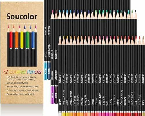 Soucolor 72-Color Colored Pencils for Adult Coloring Books, Back to School Supplies, Soft Core Artist Sketching Drawing Pencils Drawing Supplies, Art Supplies Kit for Adults Kids, Coloring Pencils Set