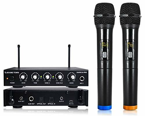 Sound Town 16 Channels Wireless Microphone Karaoke Mixer System with Optical (Toslink), AUX and 2 Handheld Microphones - Supports Smart TV, Home Theater, Sound Bar (SWM16-PRO)