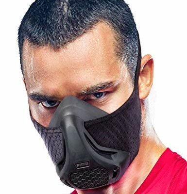 Sparthos Workout Mask High Altitude Mask - Face Mask for Gym Training, Work Out, Running, Cycling, Elevation, Cardio, Fitness - Resistance o2 2 3 - Lung Breathing Exercise Mask Men Women [Black +Case]