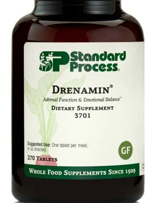 Standard Process Drenamin - Whole Food Antioxidant, Adrenal Support and Immune Support with Shitake, Alfalfa, Rice Bran, Riboflavin, Calcium Lactate, Choline - 270 Tablets