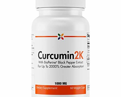 Stop Aging Now - Curcumin2K Formula with BioPerine Black Pepper Extract for Up to 2000% Greater Absorption - 60 Veggie Caps