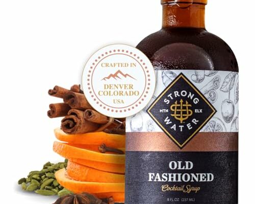 Strongwater Old Fashioned Mix - Makes 32 Cocktails - Handcrafted Old Fashioned Syrup with Bitters, Orange, Cherry, Organic Demerara Sugar - Craft Cocktail Mixer, Just Mix with Bourbon,Whiskey - 1 Pack