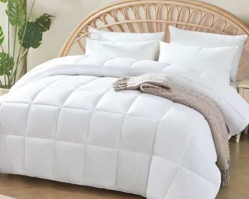 STWIENER 100% Viscose Made from Bamboo Comforter for Hot Sleepers- Breathable Cooling Silky Soft Duvet Insert Queen Size-with 8 Corner Tabs- All Season Comforter (88x88 Inches, White)