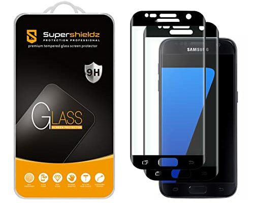 Supershieldz (2 Pack) Designed for Samsung Galaxy S7 Tempered Glass Screen Protector, (Full Screen Coverage) Anti Scratch, Bubble Free (Black)