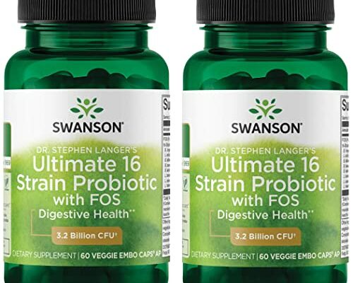 Swanson Dr. Stephen Langer's Formula - Natural Probiotic w/Prebiotic FOS - 16-Strain Supplement Promoting Digestive Support w/ 3.2 Billion CFU per Capsule - (60 Veggie Capsules) 2 Pack