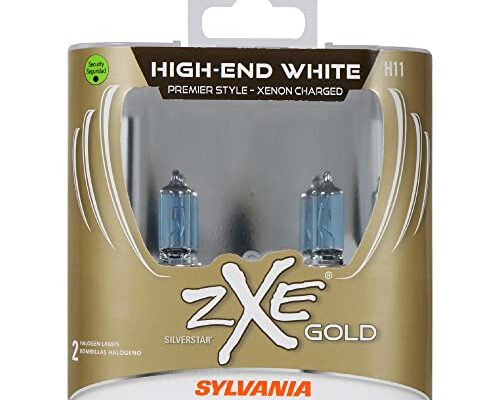 SYLVANIA - H11 (64211) SilverStar zXe GOLD High Performance Halogen Headlight Bulb - Headlight & Fog Light, Bright White Output, Best HID Alternative, Xenon Charged Technology (Contains 2 Bulbs)