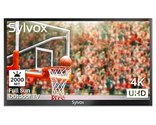 SYLVOX 65'' Full Sun Outdoor TV Waterproof 4K Television, 2000nits All Metal Corrosion Resistant, with Wireless Connection & Wi-Fi, for Outdoor All Area, Pool Series OT65A1KAGE 2023