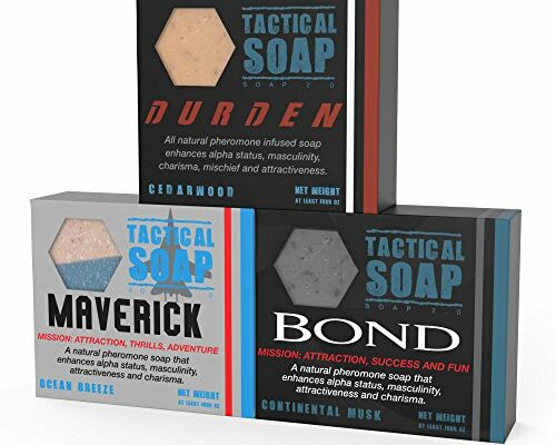 Tactical Soap All-Natural Men's Soap (3 bars) - Pheromone-Infused for Attraction, Exfoliating, Manly Bar Soap, 100% Natural, Made in the USA