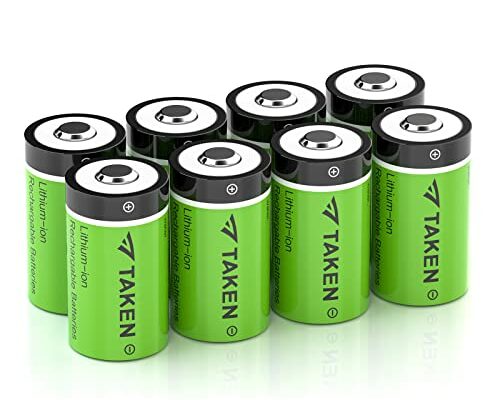 Taken CR123a Battery 123 Batteries Lithium [CAN BE RECHARGED] 3.7V Batteries 8 Pack for Arlo Cameras (VMC3030/VMK3200/VMS3330/3430/3530), Flashlight, Microphone